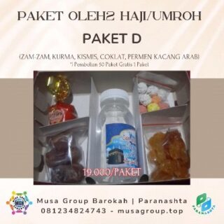 8Paket Oleh2 Haji Umroh
1. Paket A (18.000/ Paket)
(Zam-zam, Coklat, Kurma, Kismis, Kacang Arab)
2. Paket B (19.000/ Paket)
(Zam-zam, Kurma, Kismis, Coklat, Kacang Almond)
3. Paket C (17.000/ Paket)
(Zam-zam, Kurma, Kismis, Kacang Arab)
4. Paket D (19.000/ Paket)
(Zam-zam, Kurma, Kismis, Coklat, Permen Kacang Arab)
*) Pembelian 50 Paket Gratis 1 Paket
Informasi Pemesanan :
0812-3482-4743
atau
https://go.musagroup.top/KontakMusaGroup
https://go.musagroup.top/KontakMusaGroup
https://go.musagroup.top/KontakMusaGroup