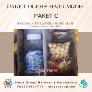 8Paket Oleh2 Haji Umroh
1. Paket A (18.000/ Paket)
(Zam-zam, Coklat, Kurma, Kismis, Kacang Arab)
2. Paket B (19.000/ Paket)
(Zam-zam, Kurma, Kismis, Coklat, Kacang Almond)
3. Paket C (17.000/ Paket)
(Zam-zam, Kurma, Kismis, Kacang Arab)
4. Paket D (19.000/ Paket)
(Zam-zam, Kurma, Kismis, Coklat, Permen Kacang Arab)
*) Pembelian 50 Paket Gratis 1 Paket
Informasi Pemesanan :
0812-3482-4743
atau
https://go.musagroup.top/KontakMusaGroup
https://go.musagroup.top/KontakMusaGroup
https://go.musagroup.top/KontakMusaGroup